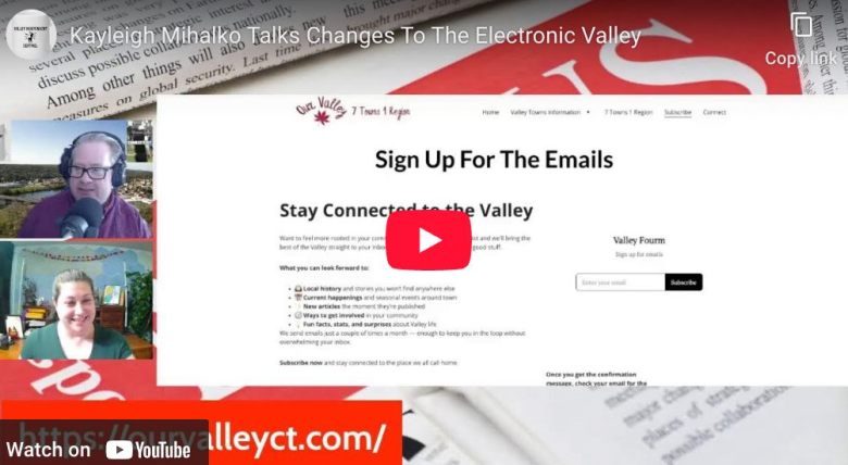 A screen shot of a YouTube video featuring a Valley Indy interview with Kayleigh Mihalko, who just took over The Electronic Valley website.