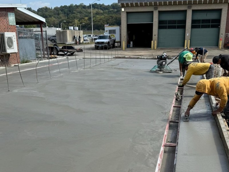 Slab pouring at the Ansonia animal shelter.