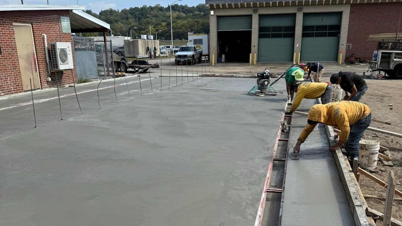 Slab pouring at the Ansonia animal shelter.