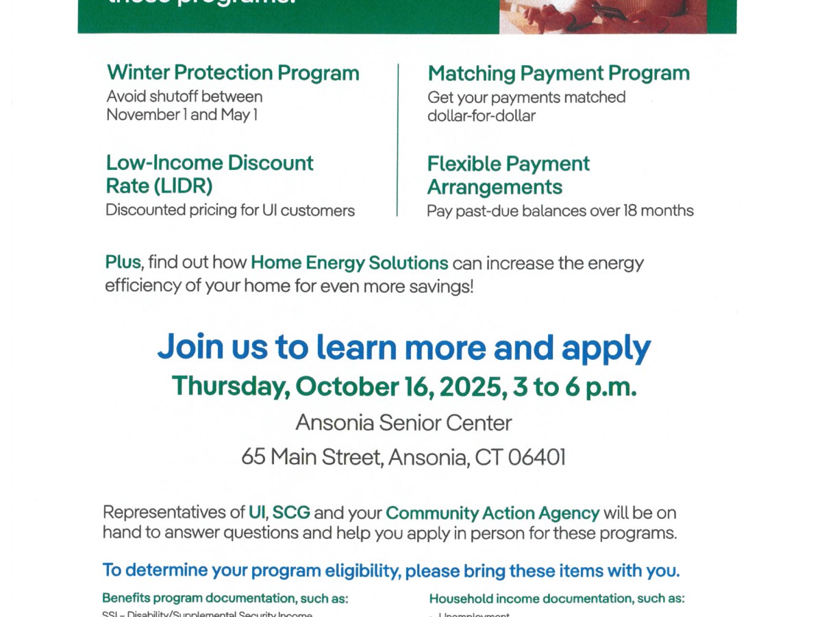Ansonia Senior Center To Host Informational Event On Energy Assistance