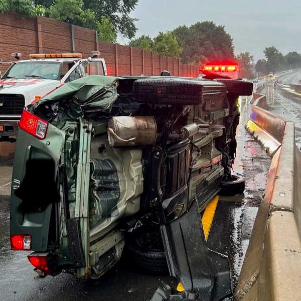 Ansonia Firefighters Respond To Route 8 Rollover Crash