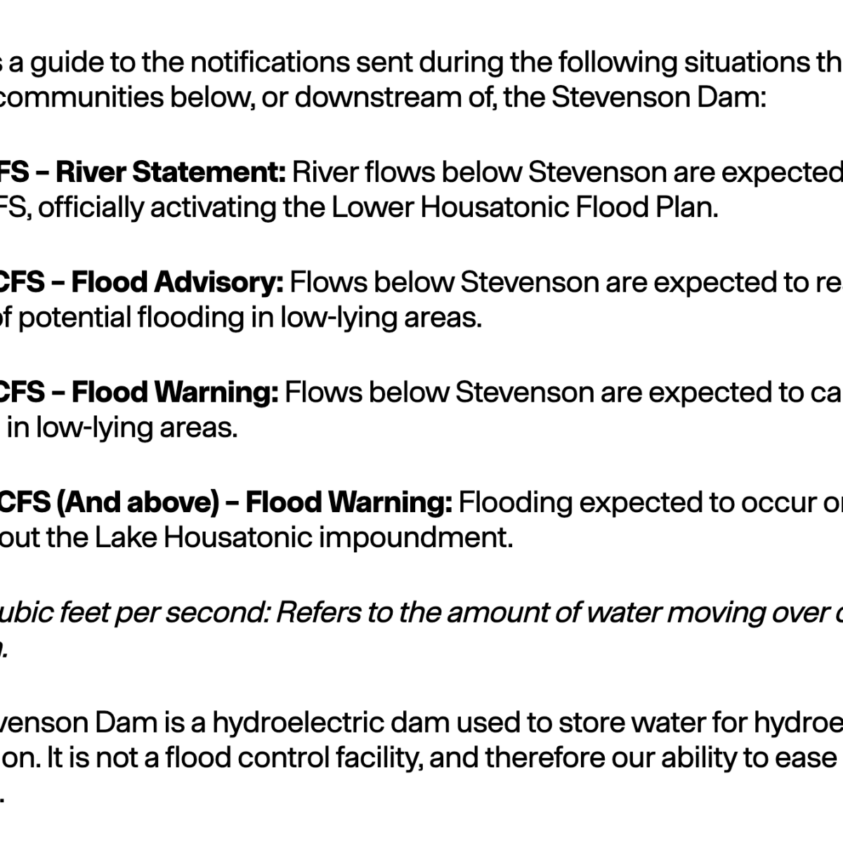 UPDATE: First Light Energy Issues River Flow Alerts