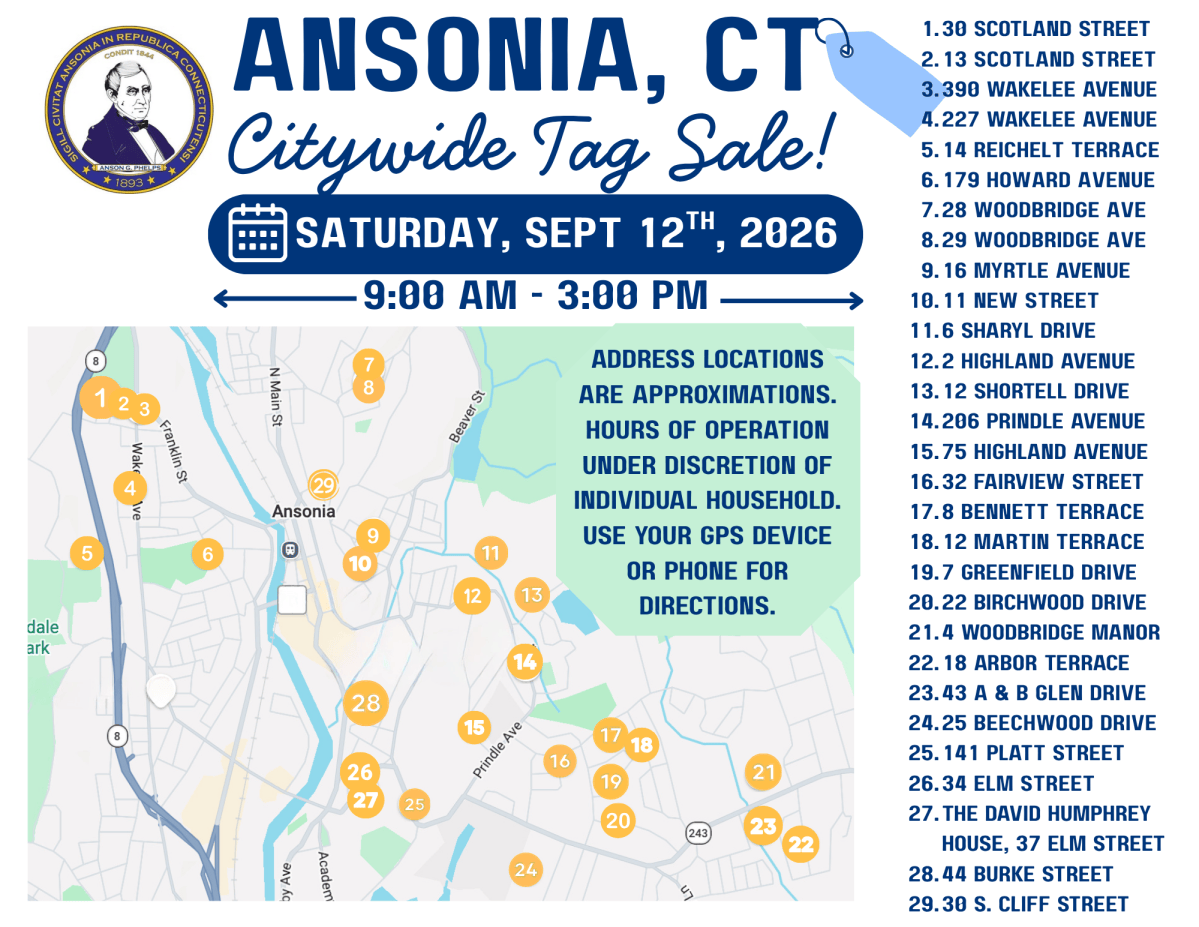 Ansonia Hosting City-Wide Tag Sale Sept. 12