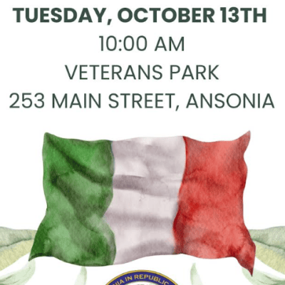 Ansonia Raising Italian Flag Oct. 13