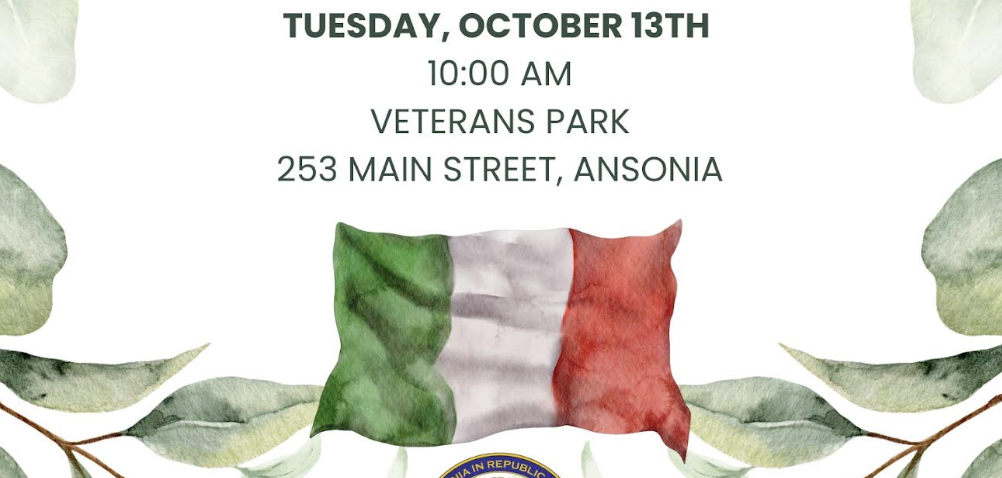 Ansonia Raising Italian Flag Oct. 13