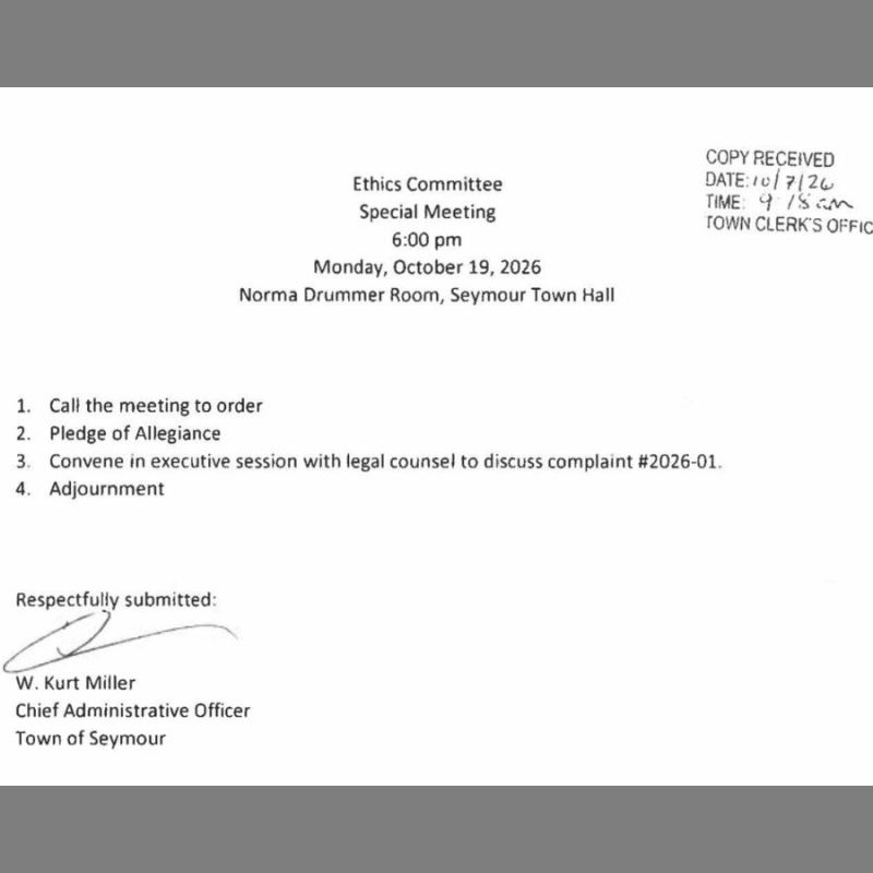 Seymour Ethics Board To Meet Again Oct. 19